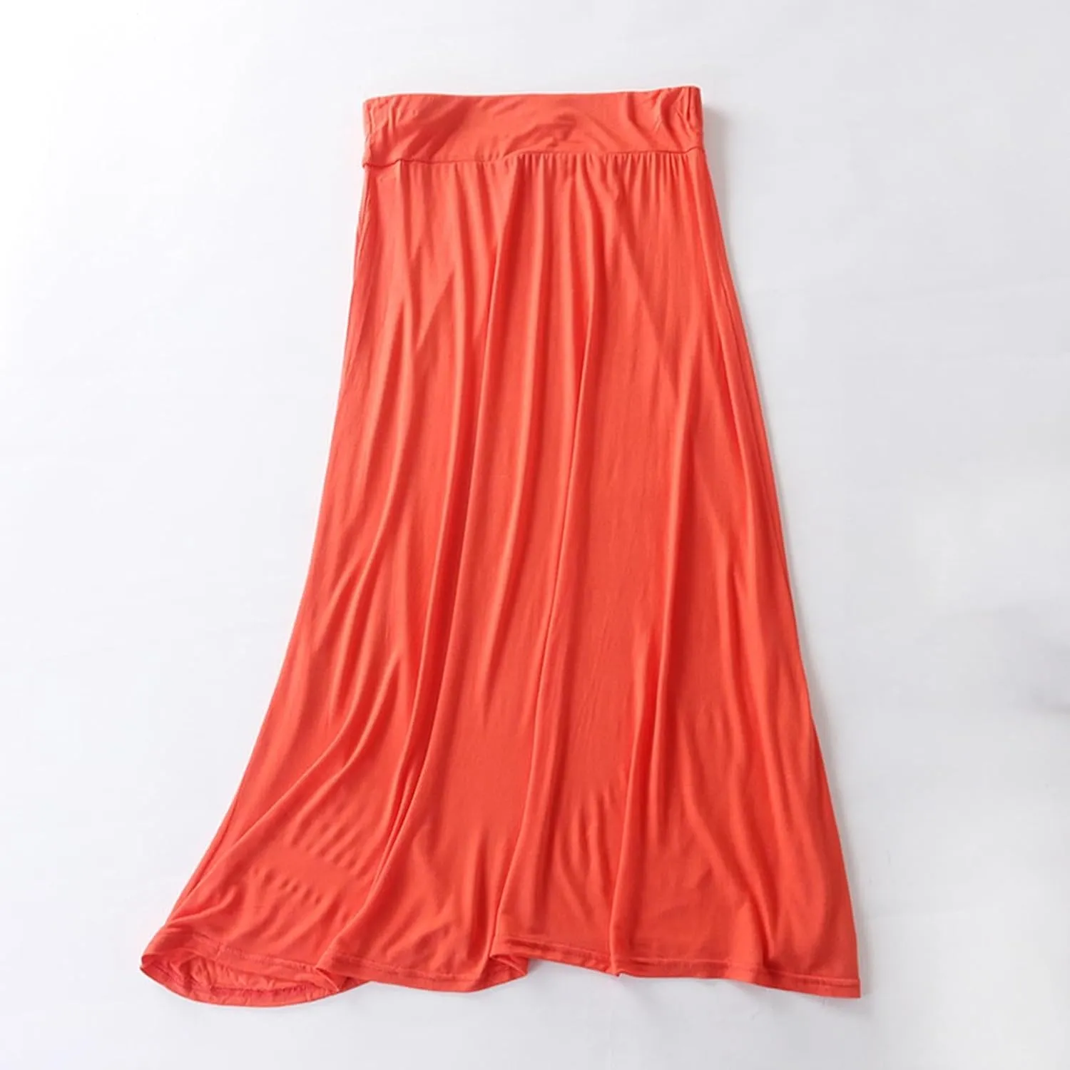 Womens Long Maxi Skirt Modal Cotton Solid Lightweight Flowy Elastic Waist A-Line Skirt Casual Summer Lounge Long Skirt