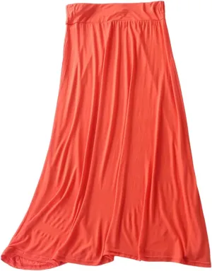 Womens Long Maxi Skirt Modal Cotton Solid Lightweight Flowy Elastic Waist A-Line Skirt Casual Summer Lounge Long Skirt
