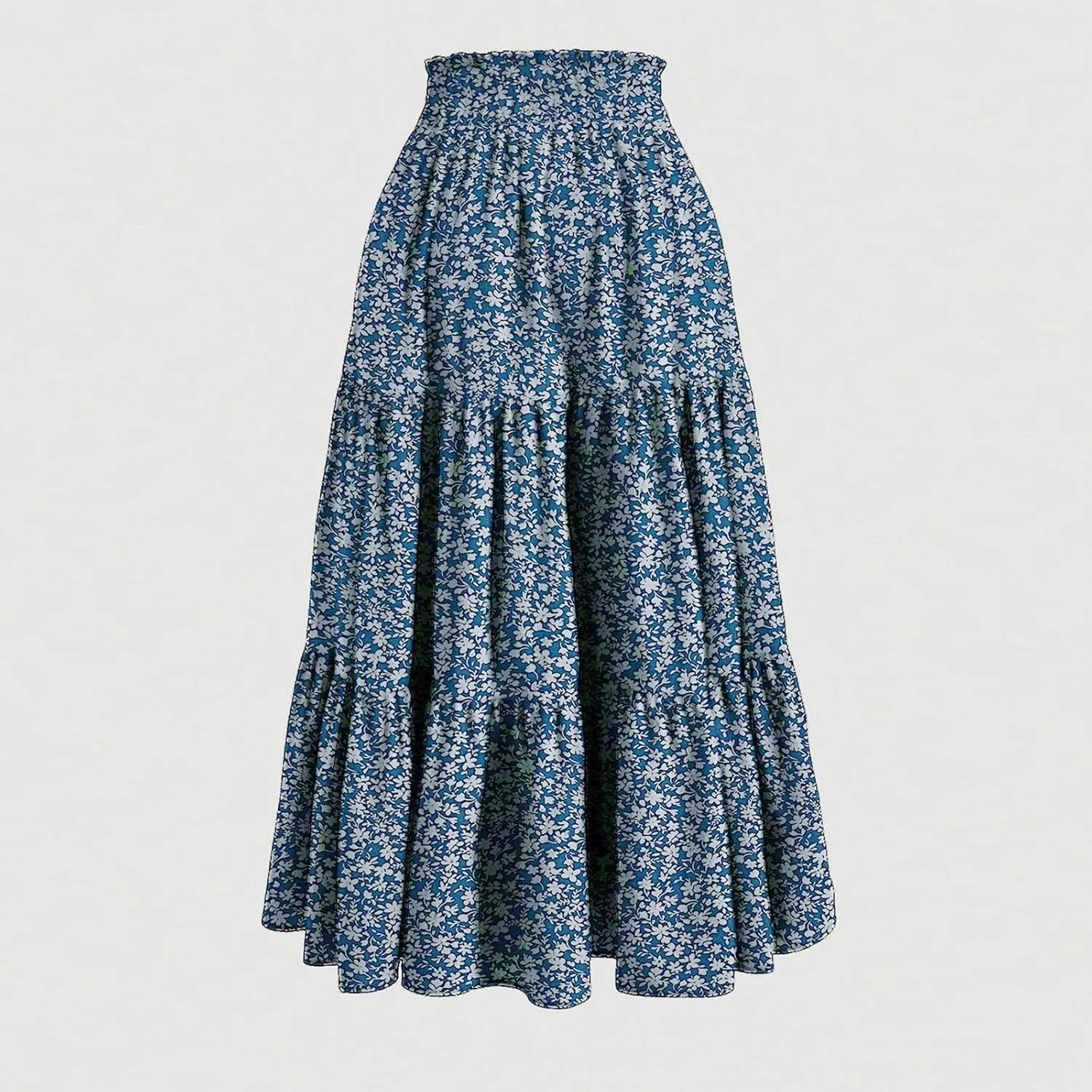 Women's Maxi Skirt 2025 Casual Loose Trendy Elastic Waist Floral Print Bohemian Sun A-Line Beach Skirts, S-XL
