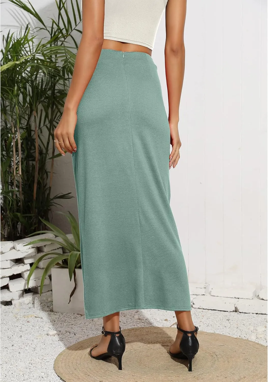 Womens Maxi Skirt High Waist Wrap Pencil Long Skirts for Women Slim Boho Draped Front Bodycon Dresses