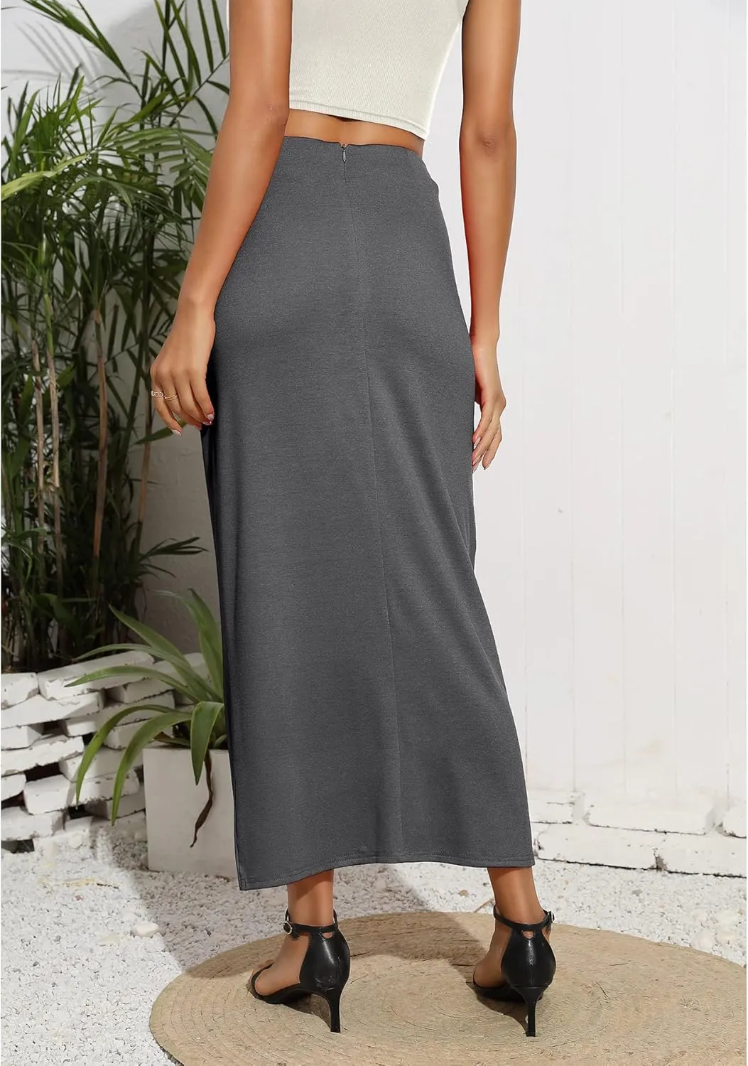 Womens Maxi Skirt High Waist Wrap Pencil Long Skirts for Women Slim Boho Draped Front Bodycon Dresses