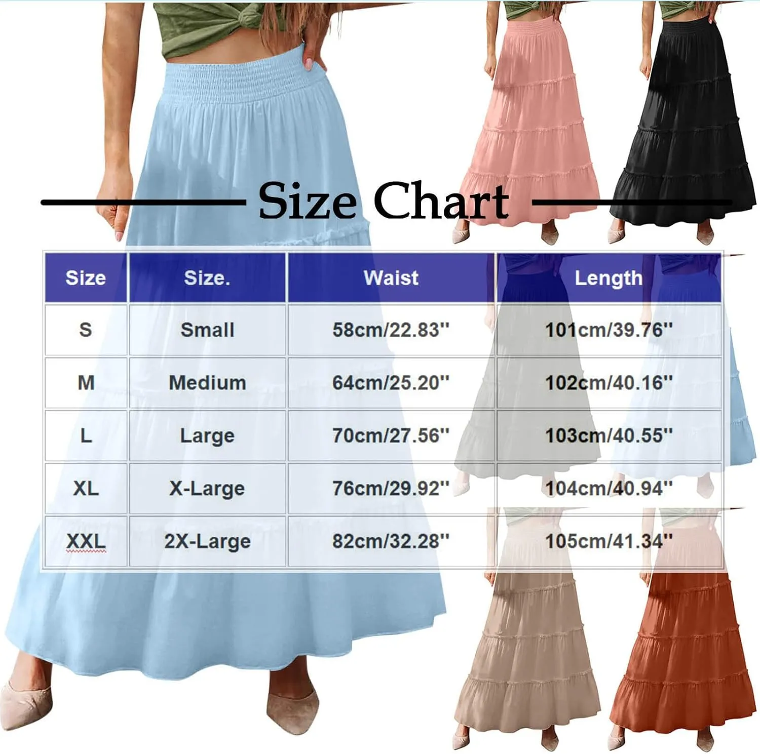 Womens Maxi Skirts Trendy Flowy Swing Tiered A-Line Long Skirt Summer Beach Swim Cover Up Vacation Travel Outfit 2025