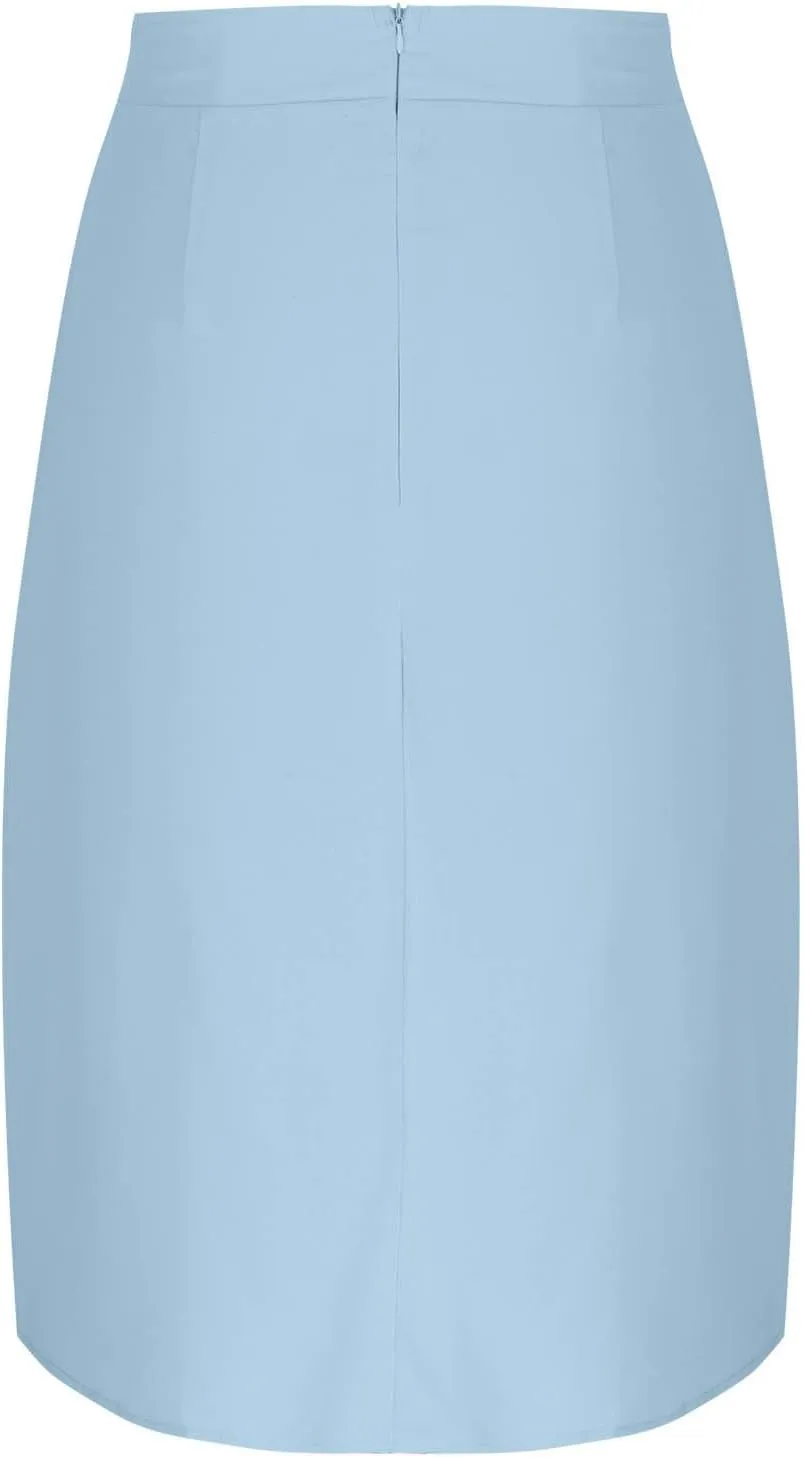 Womens Midi Skirts Button Front Casual Summer Skirt High Waisted A Line Work Skirts Flowy Beach Skirts with Pockets