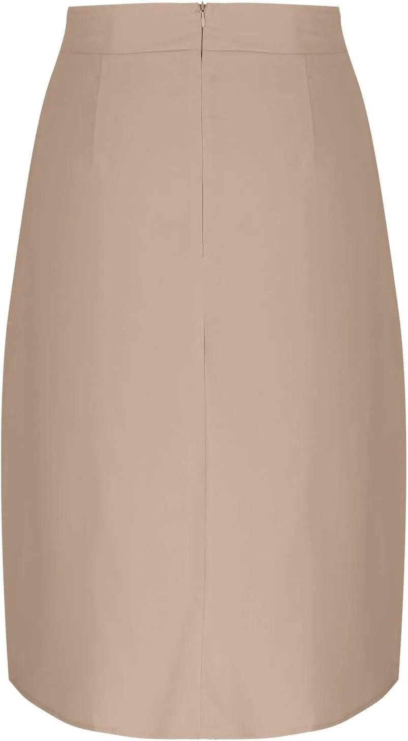 Womens Midi Skirts Button Front Casual Summer Skirt High Waisted A Line Work Skirts Flowy Beach Skirts with Pockets