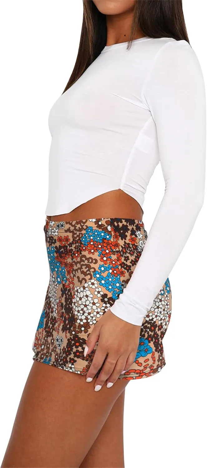 Womens Mini Skorts Casual Summer Mid-Waisted Pencil Bodycon Short Skirts with Side Split 2025