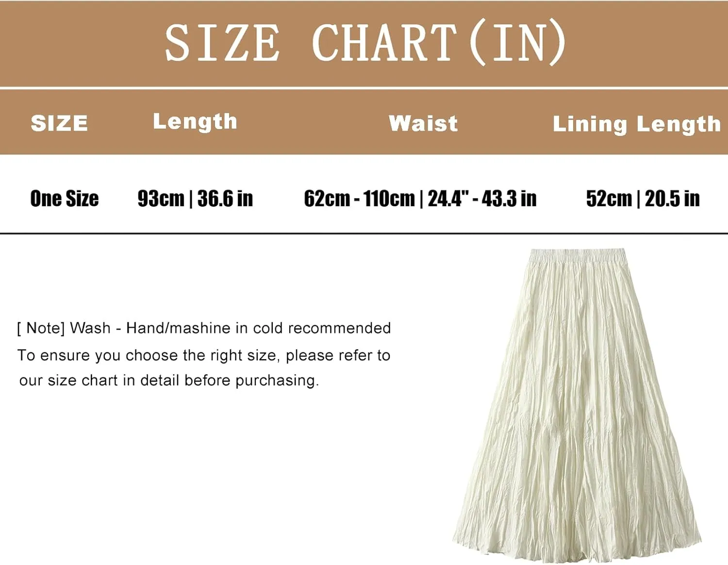 Women's Pleated A-Line Skirt with Elastic Waist Flowing Wrinkled Elegant Midi Skirt for Casual and Formal Occasions