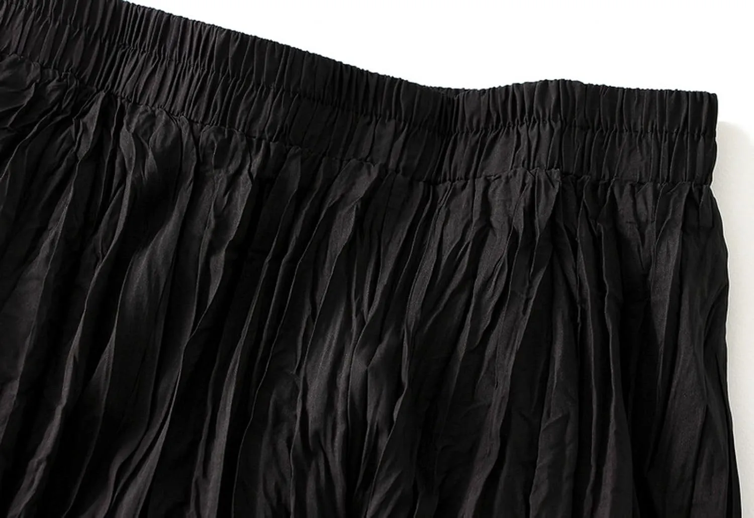 Women's Pleated A-Line Skirt with Elastic Waist Flowing Wrinkled Elegant Midi Skirt for Casual and Formal Occasions