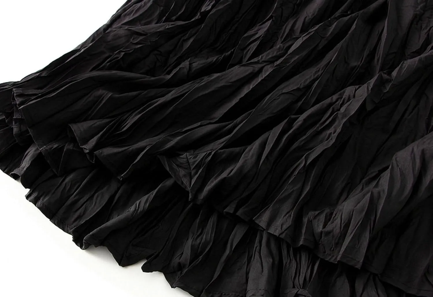 Women's Pleated A-Line Skirt with Elastic Waist Flowing Wrinkled Elegant Midi Skirt for Casual and Formal Occasions