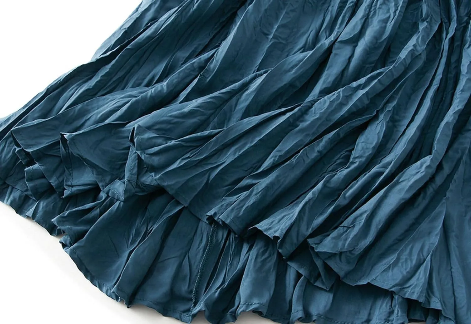 Women's Pleated A-Line Skirt with Elastic Waist Flowing Wrinkled Elegant Midi Skirt for Casual and Formal Occasions