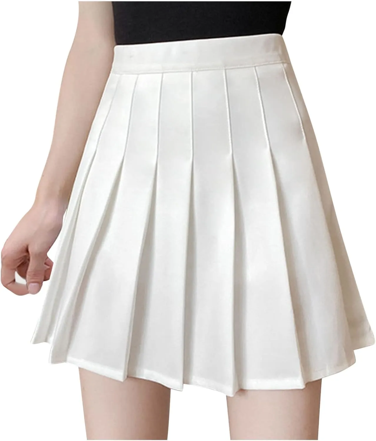 Womens Pleated Skirt School A-Line Skater Skirts High Waisted Pleated Tennis Skirt Cheerleader Uniform Skirts