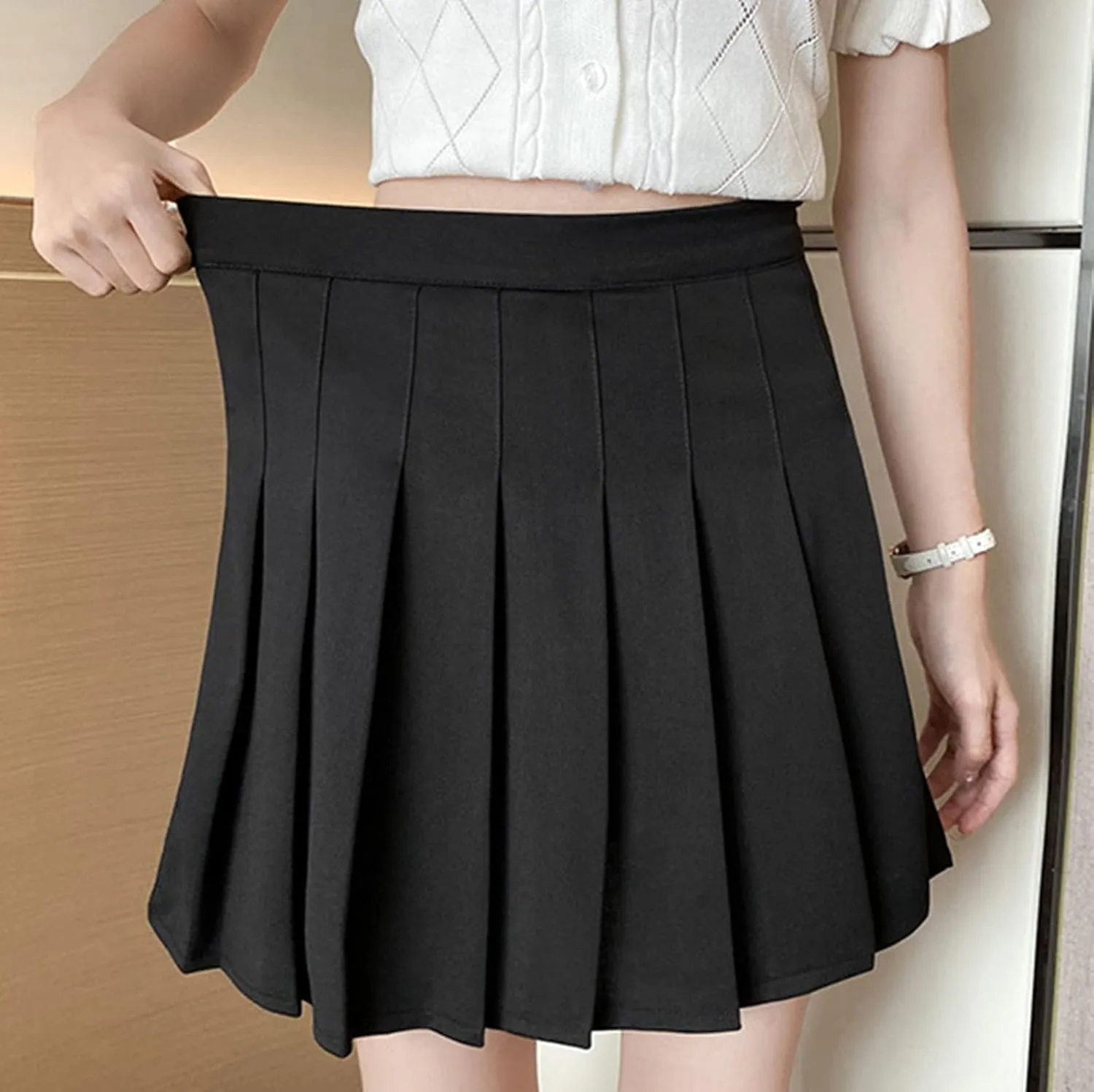 Womens Pleated Skirt School A-Line Skater Skirts High Waisted Pleated Tennis Skirt Cheerleader Uniform Skirts