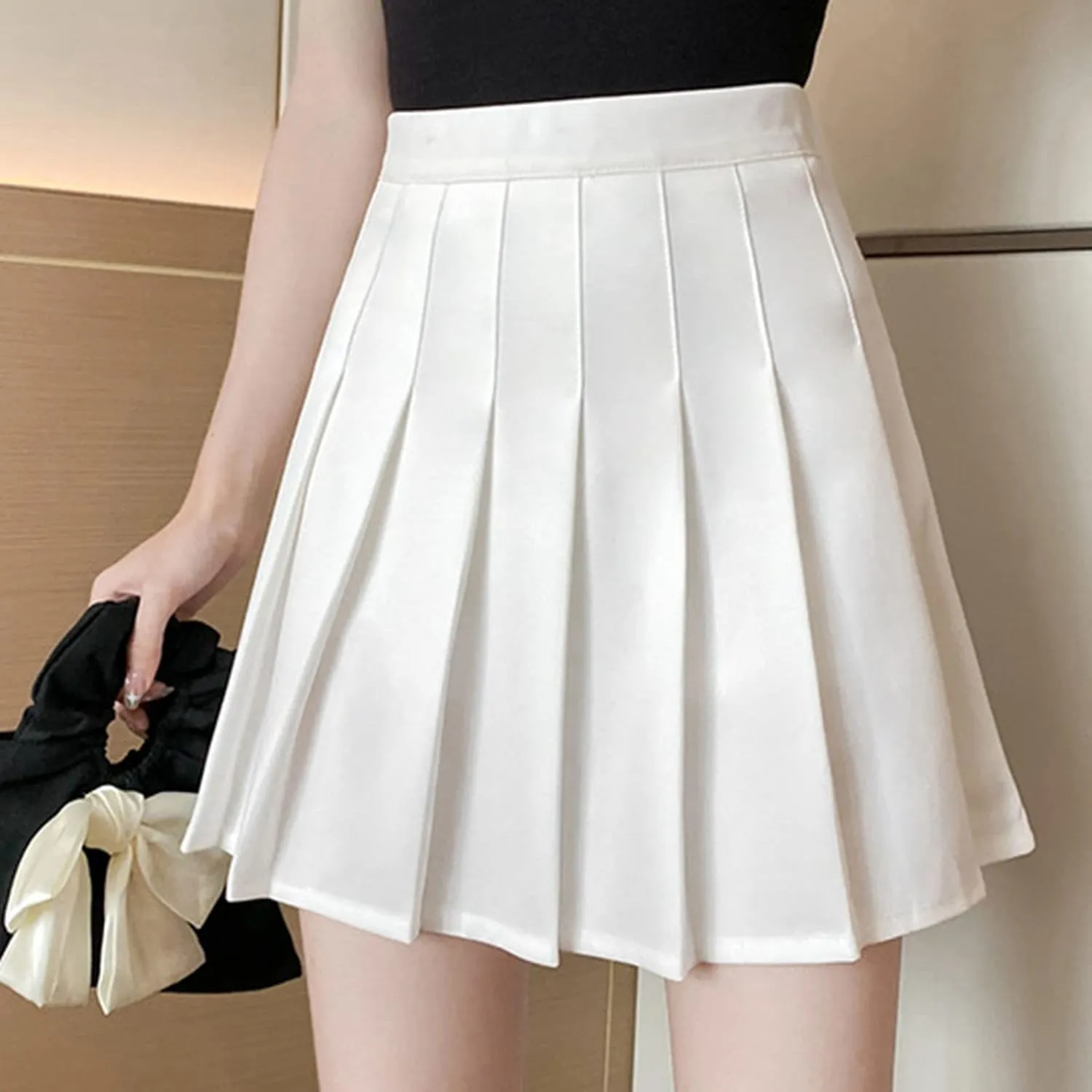 Womens Pleated Skirt School A-Line Skater Skirts High Waisted Pleated Tennis Skirt Cheerleader Uniform Skirts