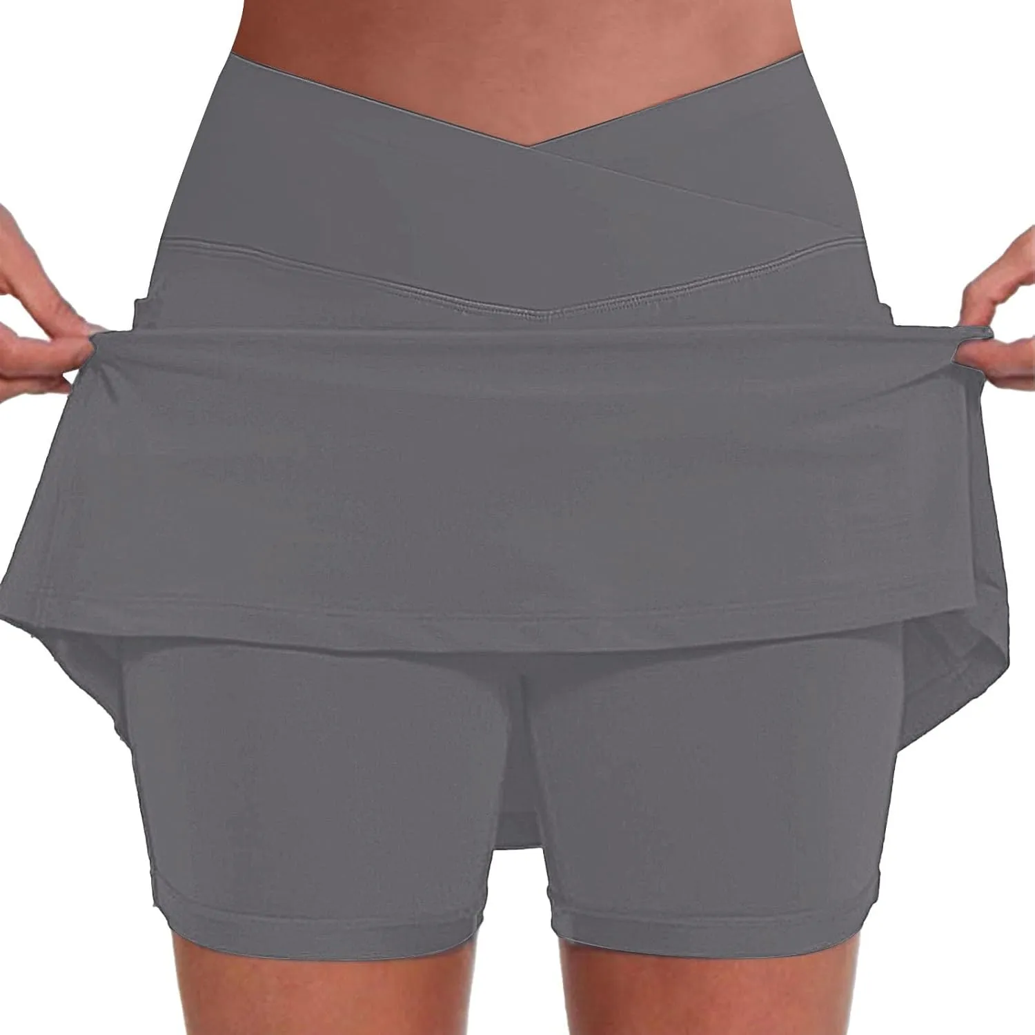 Women's Pleated Skirts Summer Sports Loose Trendy Drawstring Solid Color Yoga Fitness Tennis Skirt Plus Size, S-5XL