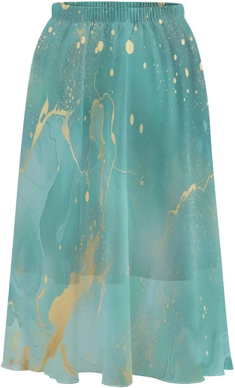 Women's Printed Skirt Chiffon Elastic Waist Ruffle Flowy Midi Skirts