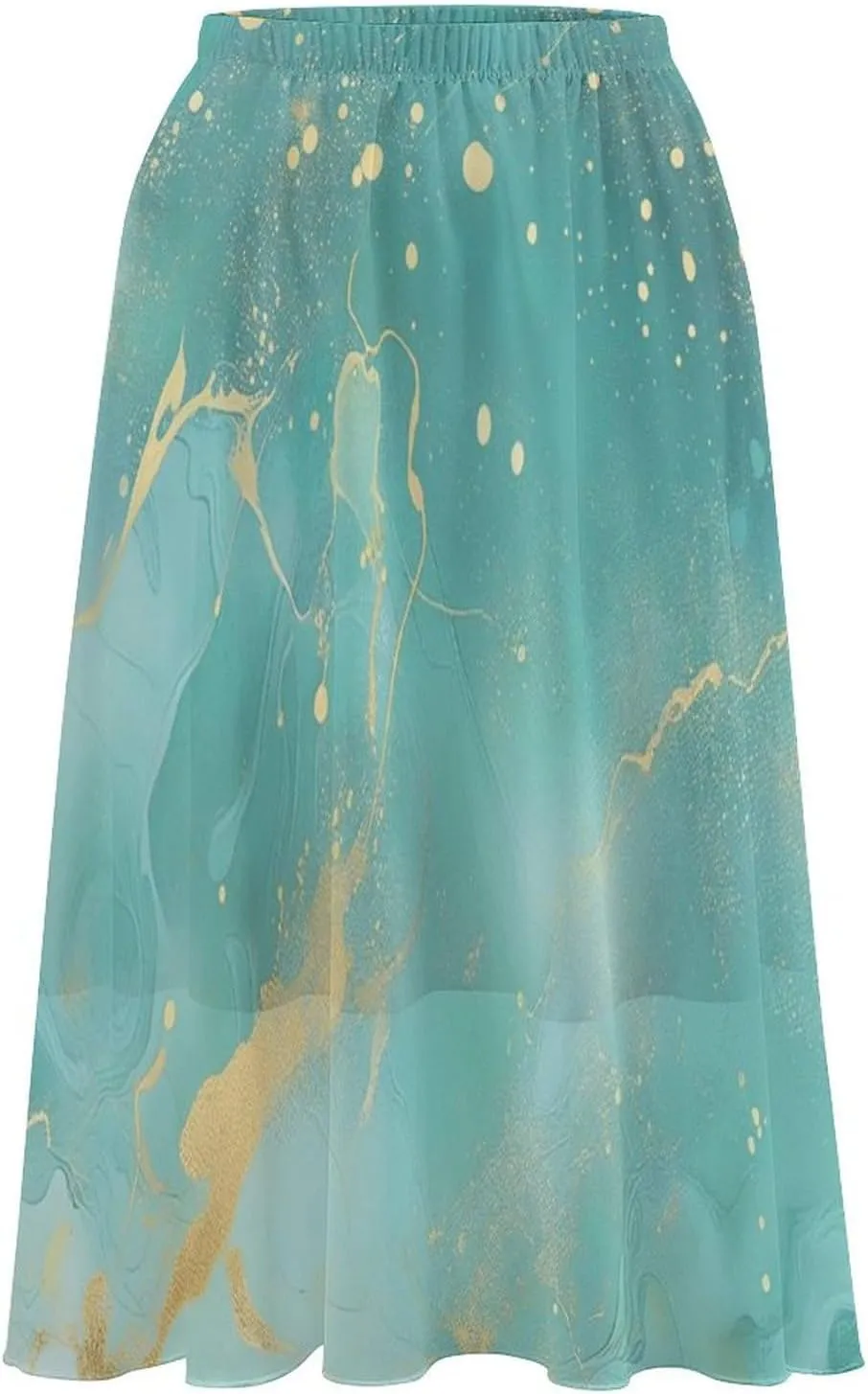 Women's Printed Skirt Chiffon Elastic Waist Ruffle Flowy Midi Skirts