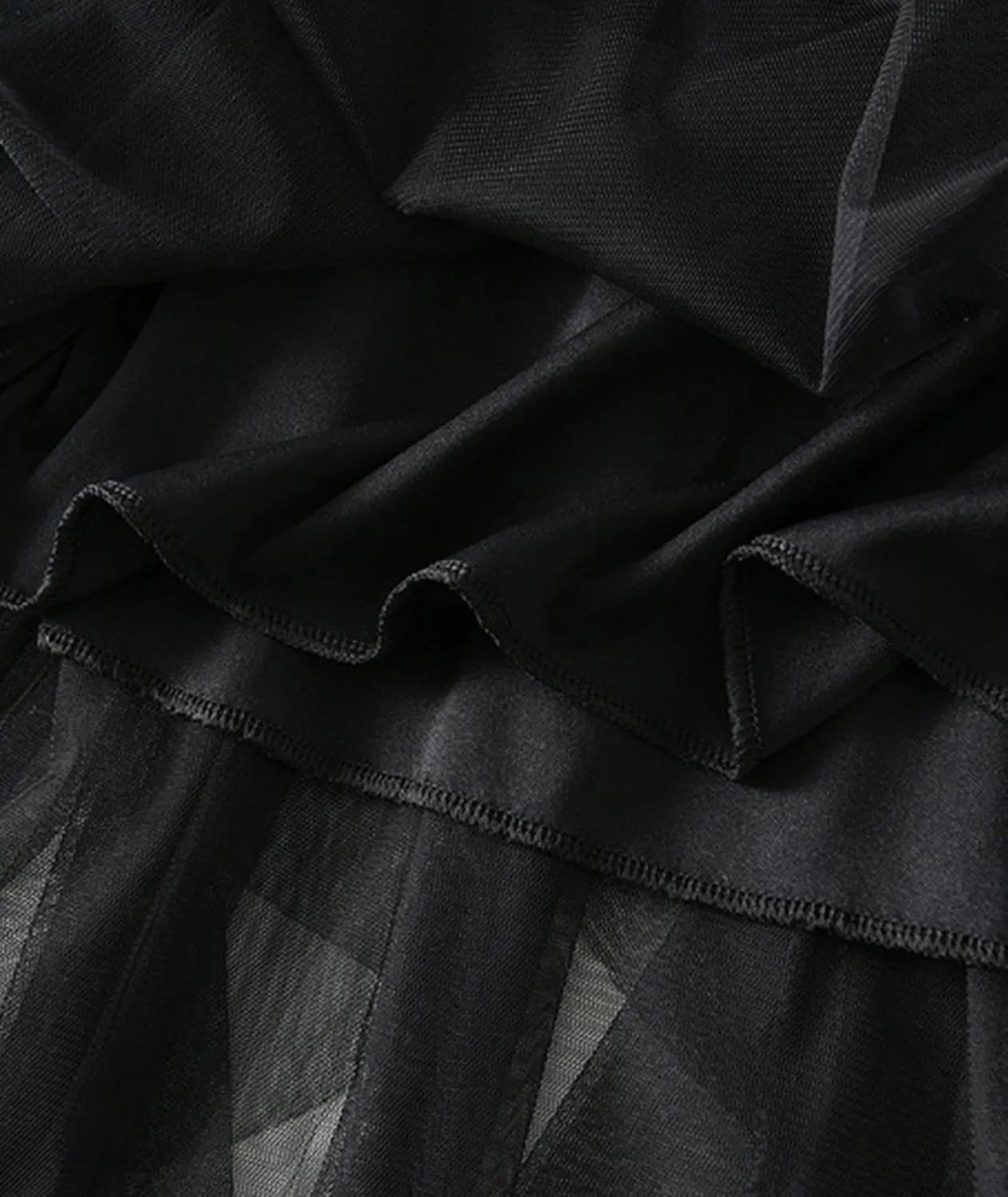 Women's Ruffle Fluffy Mesh Midi Skirt Casual Elastic Waisted A Line Asymmetrical Hem Pleated Layered Skirts