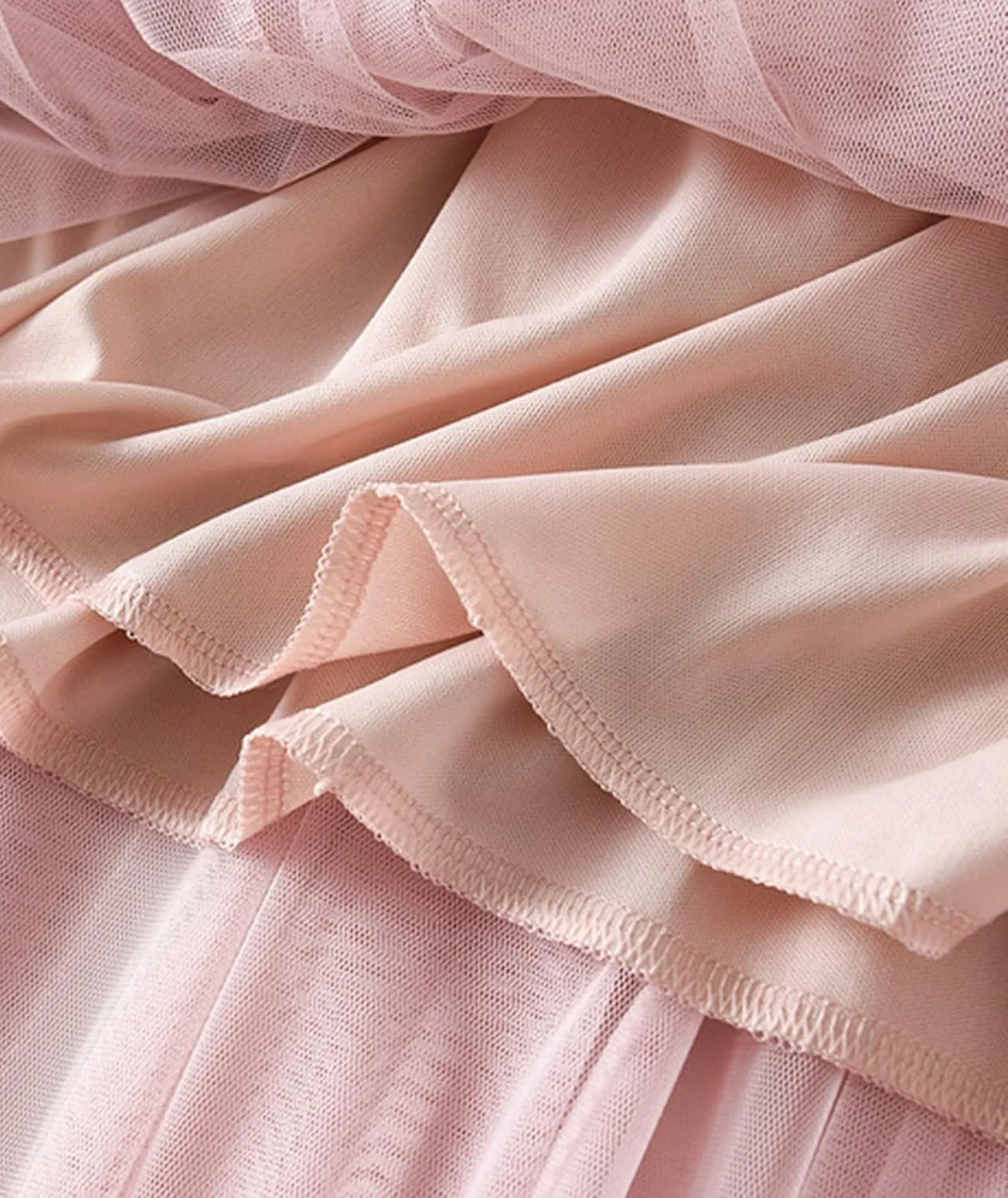 Women's Ruffle Fluffy Mesh Midi Skirt Casual Elastic Waisted A Line Asymmetrical Hem Pleated Layered Skirts
