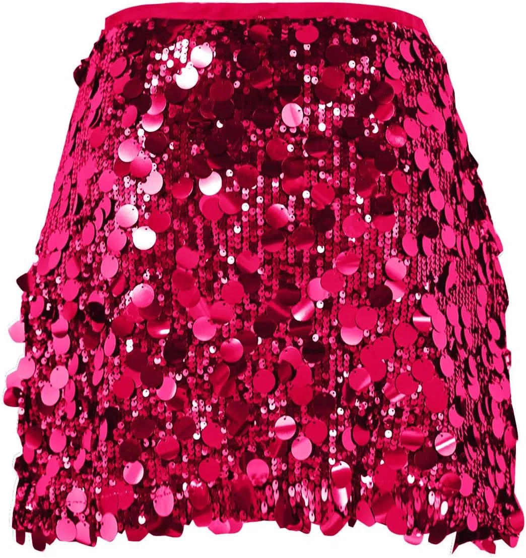 Women's Sequin Skirts Shiny Sparkly Mini Bodycon Skirts Holiday Party Outfits Night Out Dance Club Rave Costume