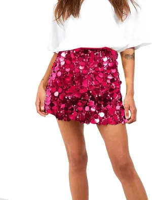 Women's Sequin Skirts Shiny Sparkly Mini Bodycon Skirts Holiday Party Outfits Night Out Dance Club Rave Costume