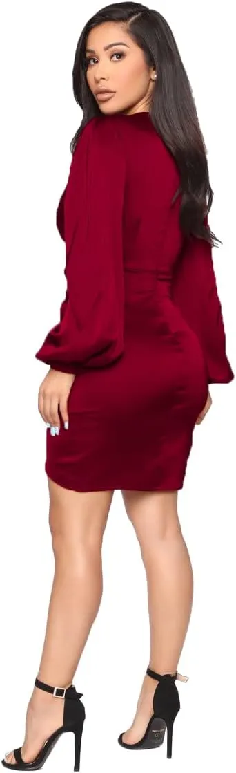 Womens Sexy Ruffle Elegant Bridesmaid Formal Evening Dress Elegant Curvy Wedding Guest Midi Dress