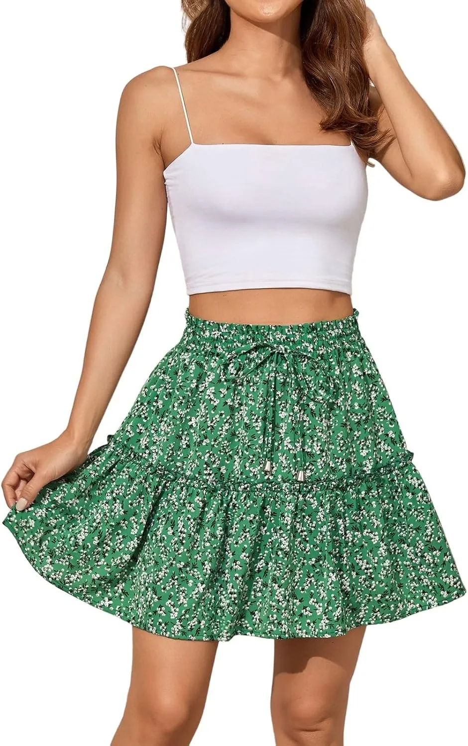Women's Shirt 2025 Summer High Waisted Solid Tiered Pleated Athletic Golf Tennis Mini Skater Skirts, S-XL
