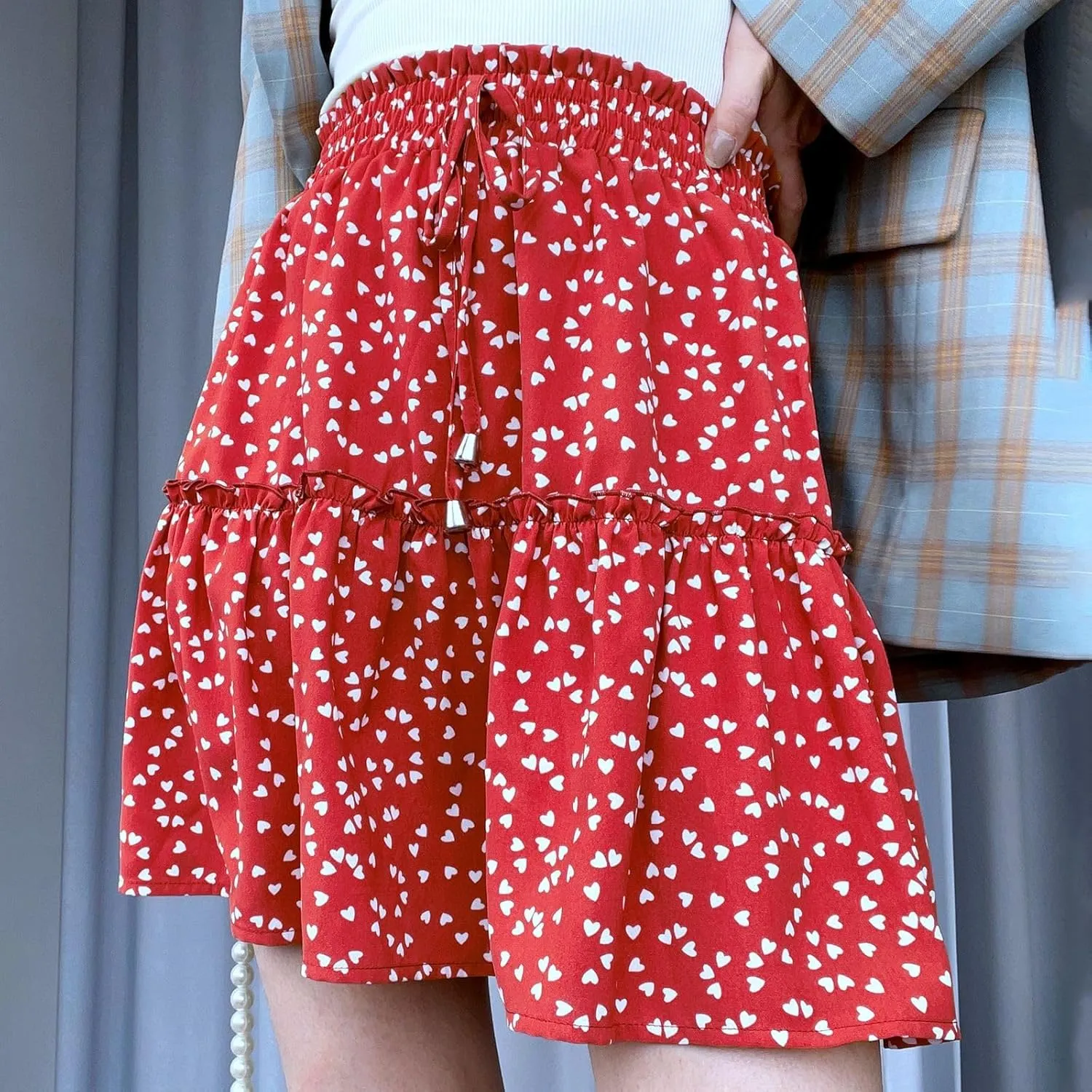 Women's Shirt 2025 Summer High Waisted Solid Tiered Pleated Athletic Golf Tennis Mini Skater Skirts, S-XL
