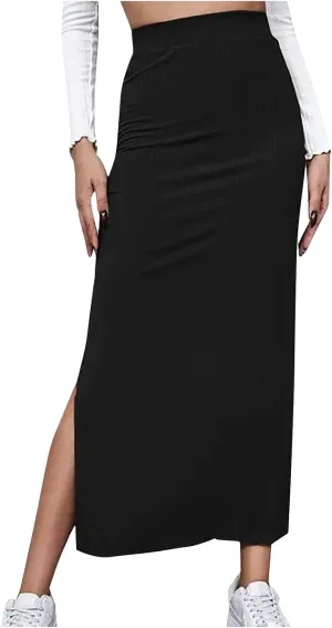 Womens Skirts Midi Length,Fashion Button Slit A-line Hip-Covering Mid-Waist Skirt Slim Elegant Flowing Skirts 2024
