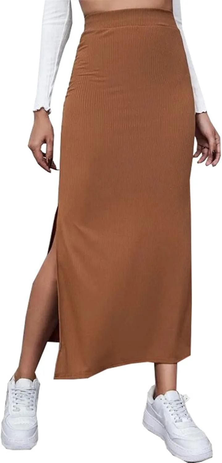 Womens Skirts Midi Length,Fashion Button Slit A-line Hip-Covering Mid-Waist Skirt Slim Elegant Flowing Skirts 2024