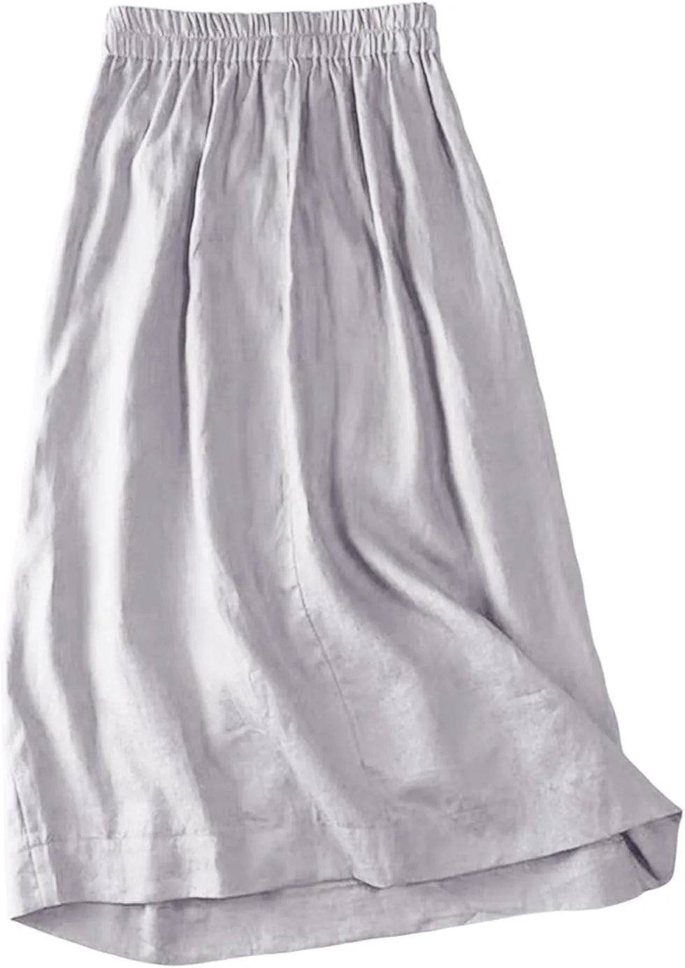 Women's Skirts Trendy Summer Casual Loose Elastic Waist Solid Sun Flowy A-Line Long Maxi Linen Skirt 2025, M-2XL