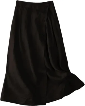Women's Skirts Trendy Summer Casual Loose Elastic Waist Solid Sun Flowy A-Line Long Maxi Linen Skirt 2025, M-2XL