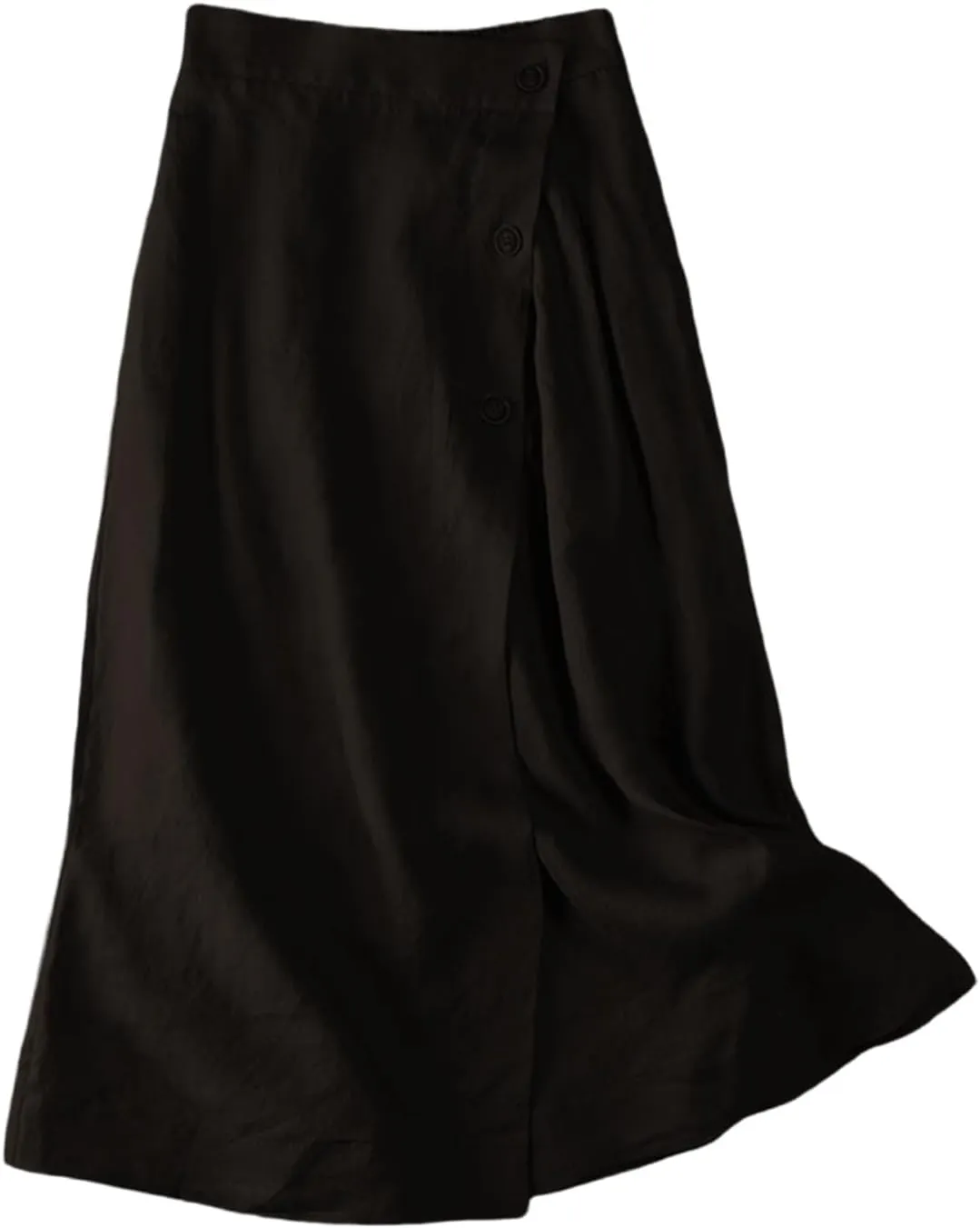 Women's Skirts Women's Summer Linen Elastic Back Buttoned Swing A Line Skirt Casual Loose Trendy Beach Solid Maxi Skirts