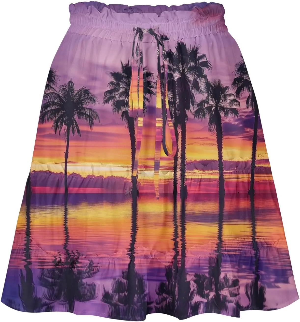 Womens Summer 2024 Tulle Long Skirts Irregular Hem High Waist Skirt Pleated Printed Mesh Midi Skirts for Ladies