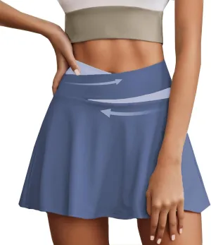 Women's Summer Athletic Loose Trendy Quick Dry Elastic High Waist Solid Color Yoga Fitness Tennis Skirts 2025, S-2XL