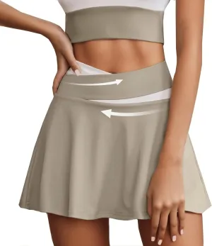 Women's Summer Athletic Loose Trendy Quick Dry Elastic High Waist Solid Color Yoga Fitness Tennis Skirts 2025, S-2XL