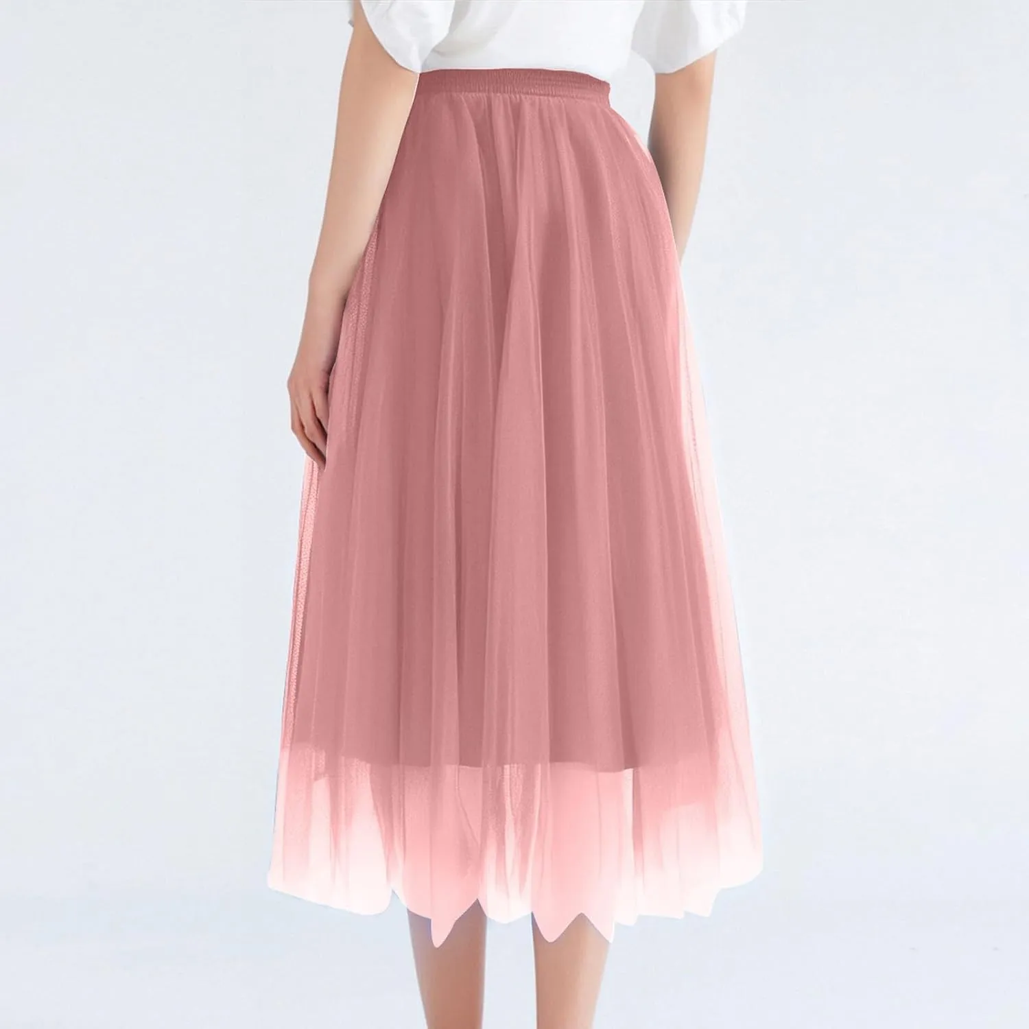 Women's Summer Casual Loose Trendy Elastic High Waist Solid Color Long Maxi Party Dance Fluffy Mesh Tulle Skirts 2025