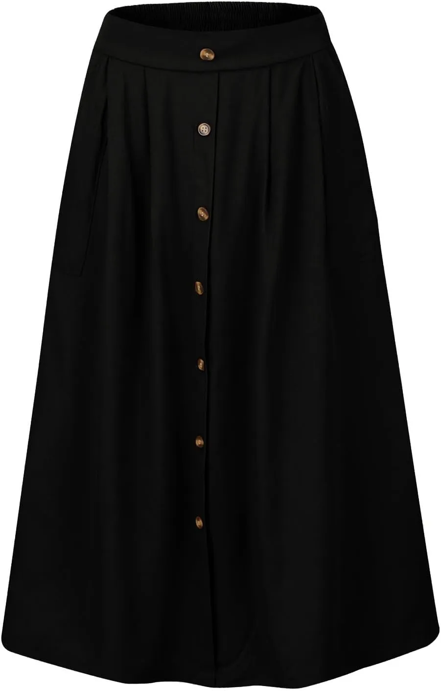 Women's Summer Casual Maxi Skirt Button High Waist Solid Pleated Tiered Skirts