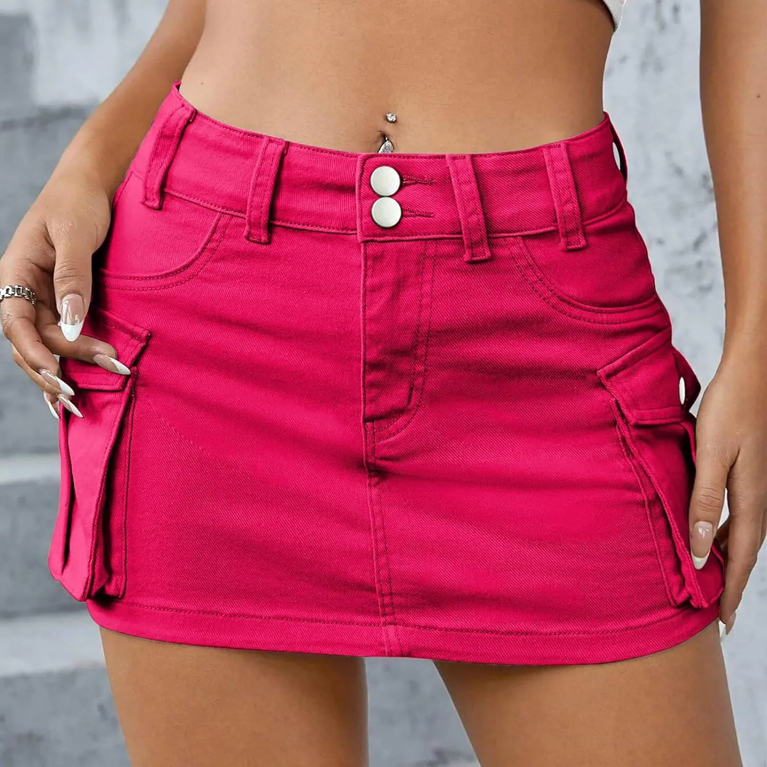 Women's Summer Casual Sexy Mini Skirt Y2K High Waist Solid Denim