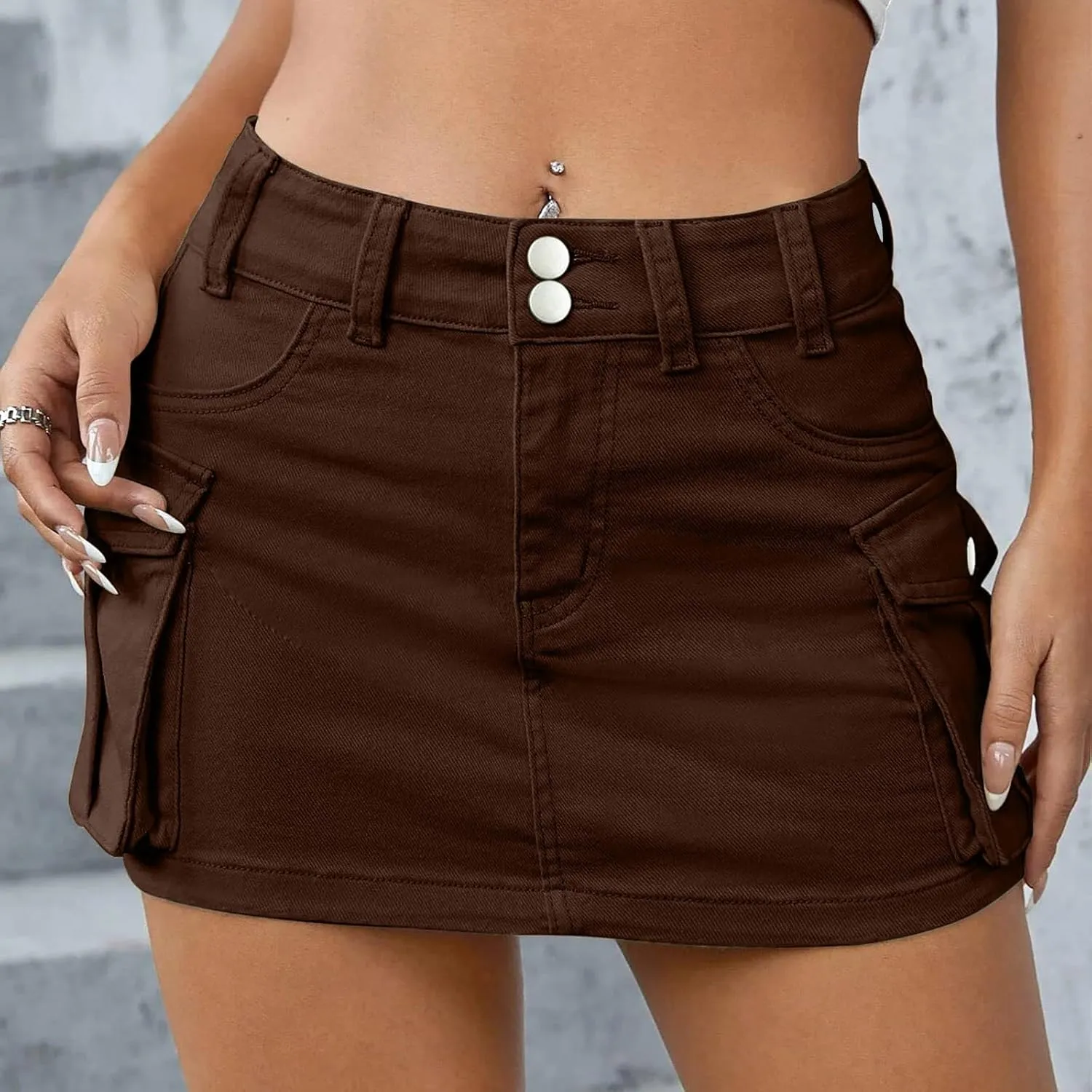 Women's Summer Casual Sexy Mini Skirt Y2K High Waist Solid Denim