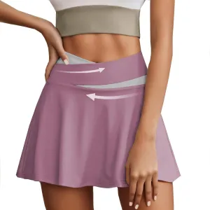 Women's Summer Sports Loose Trendy Quick Dry Elastic High Waist Solid Color Yoga Fitness Tennis Skirts, S-2XL