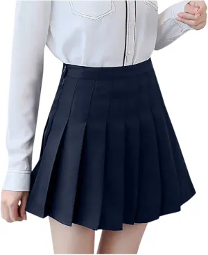 Women's Sundresses 2025 Summer Casual Loose Trendy Elastic High Waist Solid Color Pleated Sun Beach Mini Skirts, XS-3XL