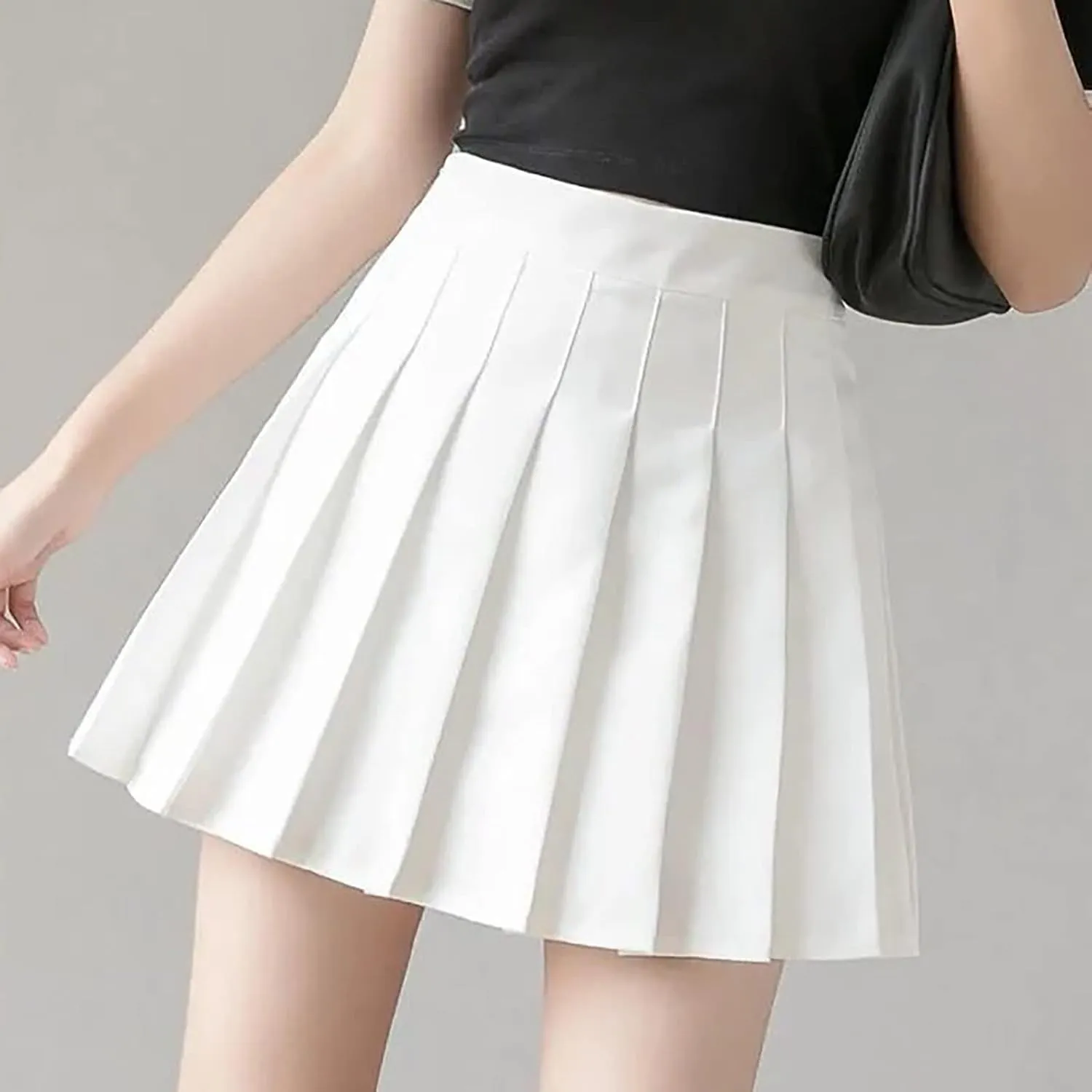 Women's Sundresses Summer Casual Loose Trendy Elastic High Waist Solid Color Pleated Sun Beach Mini Skirts, XS-3XL