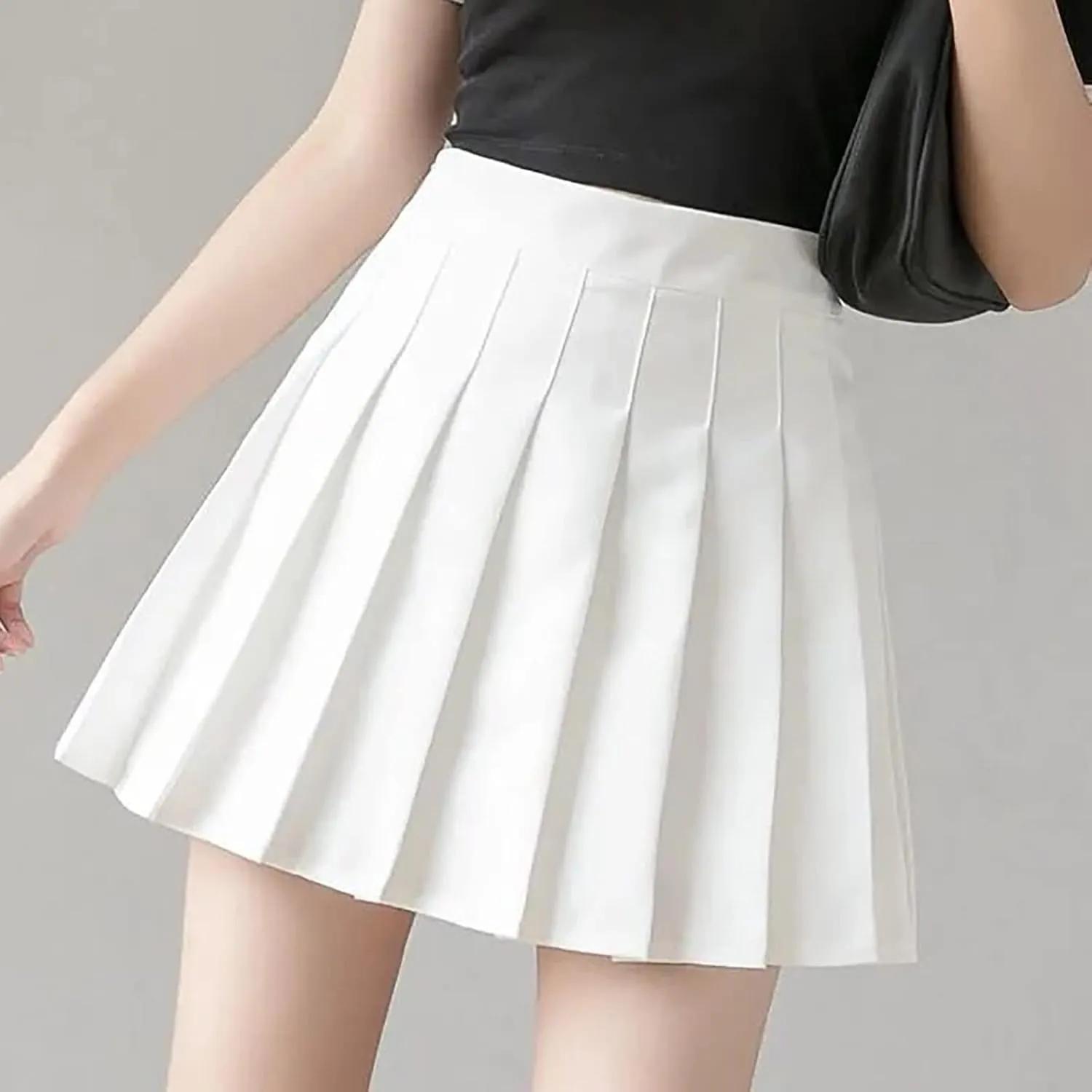 Women's Sundresses Summer Casual Loose Trendy Elastic High Waist Solid Color Pleated Sun Beach Mini Skirts, XS-3XL