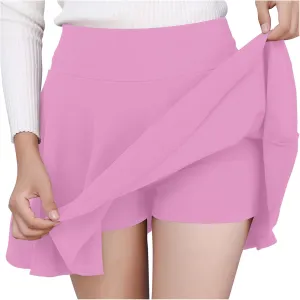 Women's Tennis Pleated Athletic Flared Skirt Shorts Stretchy High Waisted Golf Workout Mini Skater Skirts Plus Size
