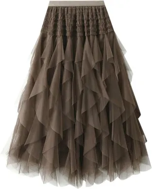 Women'S Tulle Skirt Elastic Waist Tutu Skirt Layered Puffy Fairy Skirts Mesh Layered Skirts Party Skirts