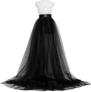 Women's Tulle Tutu Lace Skirt Steampunk Tie On Belt Long Maxi Overskirt Costume Rave Festival Outfits