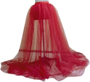 Women's Tulle Tutu Lace Skirt Steampunk Tie On Belt Long Maxi Overskirt Costume Rave Festival Outfits