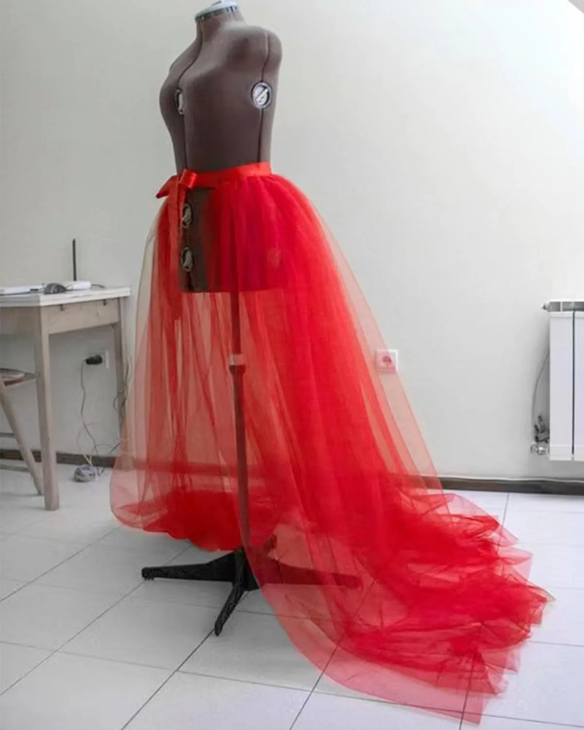 Women's Tulle Tutu Lace Skirt Steampunk Tie On Belt Long Maxi Overskirt Costume Rave Festival Outfits