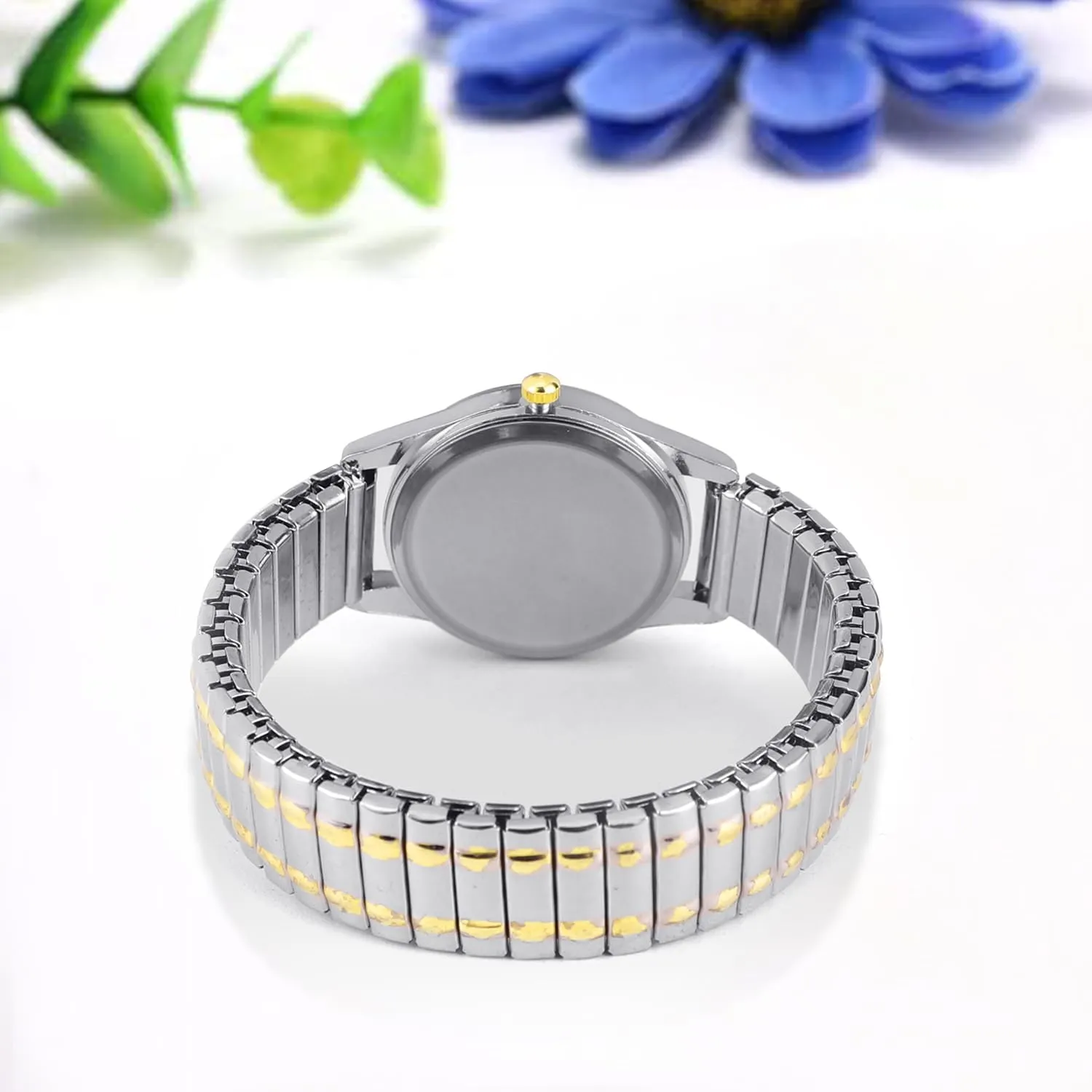 Women's Ultra Thin Easy Reader Watch with Elastic Strap Silver Watch